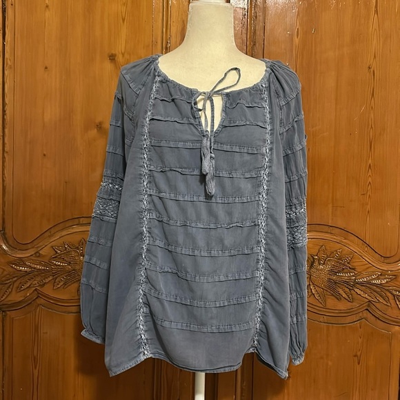 Sundance Tops - Sundance Tie Neckline Lace Incerts and Seam detail Boho Style Top. Medium